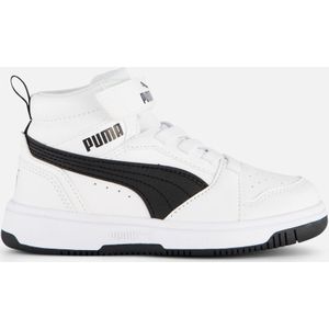 PUMA Rebound V6 Mid AC+ PS, uniseks gymschoenen voor kinderen en jongens, Puma White PUMA Black, 31