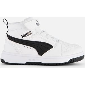 PUMA Rebound V6 Mid Ac+ Ps Sneakers voor kinderen, uniseks, Puma White Puma Black, 34 EU