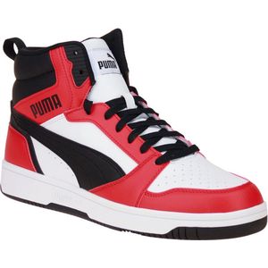 PUMA Rebound V6-sneaker, uniseks, wit, zwart voor altijd, rood, 42,5 EU
