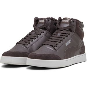 PUMA Shuffle Mid Fur Sneaker - Donker Grijs - Gevoerde Kraag - Rubberen Tussenzool