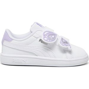 PUMA Smash 3.0 Bfly V Inf Sneakers voor meisjes, Wit Vivid Paars Zilver Paars Metallic, 26 EU