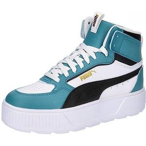 PUMA Karmen Rebelle MID JR Sneaker, Wit Zwart-Vet Blauw, 5 UK, Puma White Puma Zwart Vet Blauw