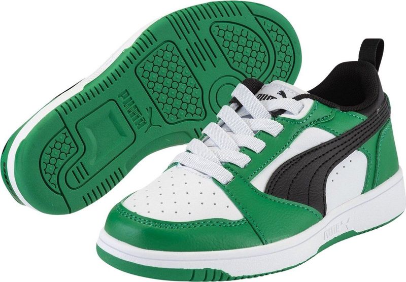 PUMA Rebound V6 Lo sneakers, Groen/Zwart/Wit, Maat 19