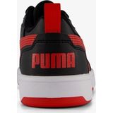 Puma Rebound V6 Low Kinder Sneakers - Zwart/Rood - Uitneembare Zool