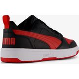 Puma Rebound V6 Low Kinder Sneakers - Zwart/Rood - Uitneembare Zool