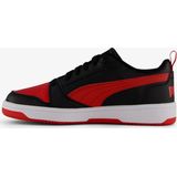Puma Rebound V6 Low Kinder Sneakers - Zwart/Rood - Uitneembare Zool