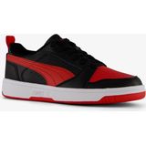 Puma Rebound V6 Low Kinder Sneakers - Zwart/Rood - Uitneembare Zool