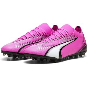 PUMA Ultra Match Mg voetbalschoen voor heren, Poison Pink PUMA Wit PUMA Zwart, 45 EU