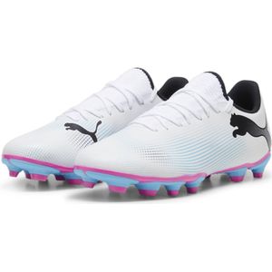 PUMA Future 7 Play Fg/Ag voetbalschoen voor heren, Puma White PUMA Black Poison Pink, 42 EU