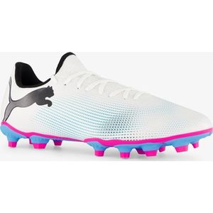 PUMA Heren Future 7 Play FG/AG voetbalschoen, wit zwart-gif roze, 8,5 UK, Puma White PUMA Black Poison Pink, 42.5 EU