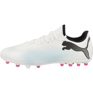 PUMA Future 7 Play Mg Voetbalschoenen voor heren, Puma White PUMA Black Poison Pink