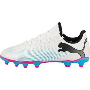 Puma Future 7 Play FG/AG Jr. Jr. Voetbalschoenen Wit/Roze/Blauw