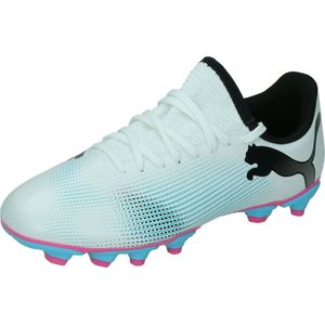 PUMA FUTURE 7 PLAY FG/AG Jr FALSE Sportschoenen - PUMA White-PUMA Black-Poison Pink - Maat 35