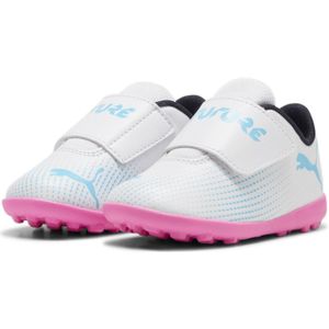 PUMA Future 7 Play TT V INF Voetbalschoen, Wit Zwart-Poison Roze, 6 UK, Puma White PUMA Black Poison Pink