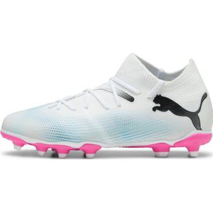 PUMA Future 7 Match FG/AG JR Voetbalschoen, Wit Zwart-Poison Roze, 1 UK, Puma Wit Puma Zwart Poison Roze, 33 EU