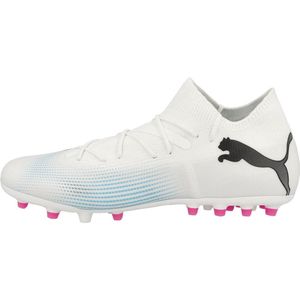 PUMA Heren Future 7 Match Mg Voetbalschoen, Puma White PUMA Black Poison Pink, 42.5 EU