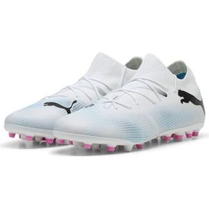 PUMA Future 7 Match Mg voetbalschoen voor heren, Puma Wit PUMA Zwart Poison Roze, 46 EU