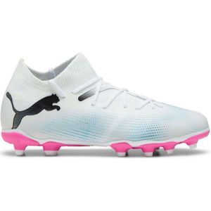 PUMA Heren Future 7 Match+ Ll Fg/Ag Voetbalschoen, Puma White PUMA Black Poison Pink, 41 EU