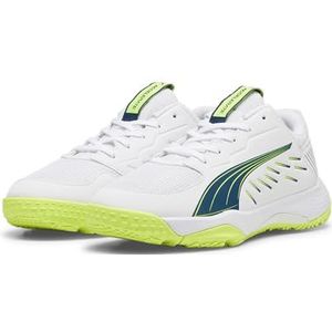 PUMA Unisex Accelerate Jr Handbalschoen voor kinderen, Puma Witte Oceaan Tropic Lime Squeeze, 38.5 EU