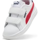 PUMA Smash 3.0 leren V sneakers voor baby’s 26 White Club Red Navy Blue