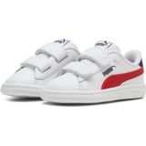 PUMA Smash 3.0 L V Inf, uniseks sneakers voor kinderen en jongens, Puma White Club Red Club Navy, 27 EU