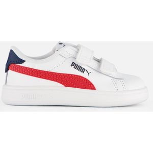 Puma Smash 3.0 L V Leren Sneakers Wit/Rood/Donkerblauw