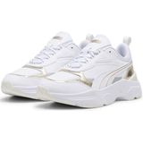 PUMA Cassia Metallic Shine Dames Sneakers - PUMA White-PUMA Gold-PUMA Silver-Vapor Gray - Maat 38.5
