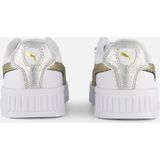 PUMA Dames Carina 2.0 metallic Shine Sneaker, wit goud zilver, 5 UK, Puma White PUMA Gold PUMA Zilver, 38 EU