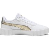PUMA Dames Carina 2.0 metallic Shine Sneaker, wit goud zilver, 5 UK, Puma White PUMA Gold PUMA Zilver, 38 EU