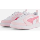 PUMA Uniseks kinderen Rebound V6 Lo AC PS sneakers, Puma White Fast Pink Whisp Of Pink, 30 EU