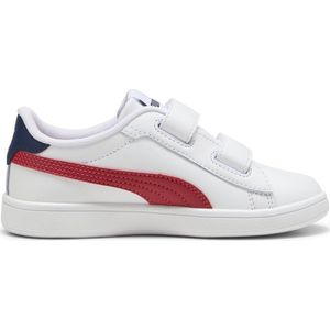 PUMA Smash 3.0 L V PS Sneakers voor kinderen, uniseks, wit, club, rood, marineblauw, 34 EU