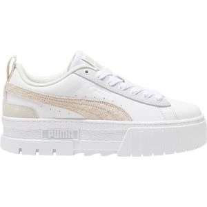 Pumavoor vrouwen. 38746813 Mayze Mix Leren Sneakers Wit (40), Leer, Plat, Veters, Casual