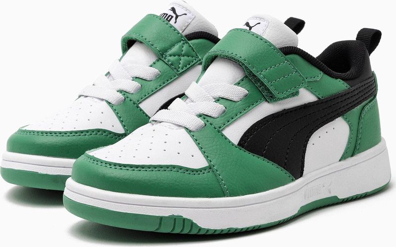 PUMA Rebound V6 Lo sneakers, Groen/Zwart/Wit, Maat 28,5
