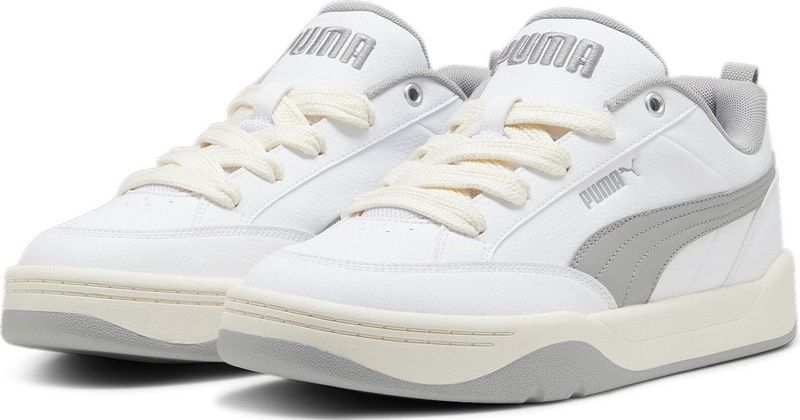 Puma - Park Lifestyle Sneakers - Wit - Grijs - Lichtgeel - Synthetisch Materiaal
