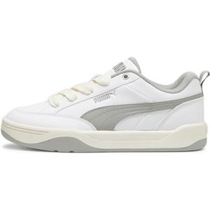 Puma - Park Lifestyle Sneakers - Wit - Grijs - Lichtgeel - Synthetisch - Textiel - Rubber