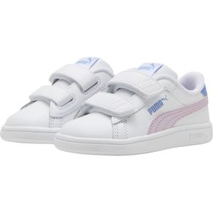 Puma Smash 3.0 L V Leren Sneakers Wit/Lichtroze/Blauw