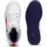PUMA Unisex Rebound V6 Mid Jr Sneaker voor kinderen, Silver Mist Club Navy voor All Time Rood, 36 EU