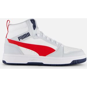 Puma rebound v6 mid in de kleur grijs.