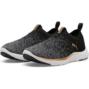 PUMA Dames Softride Remi Slip-on Knit WN's Road Running Schoen, Puma Black PUMA Gold Cool Donkergrijs, 41 EU