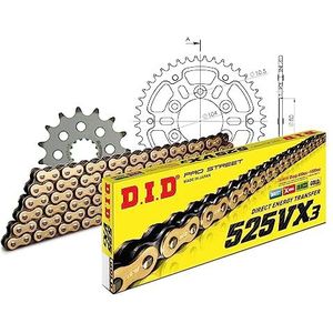 DID Stealth 525VX3/114 kettingset eindeloos goud voor Kawasaki Z 900 ccm bouwjaar 2020