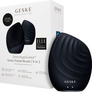 GESKE | SmartAppGuided™ Facial Brush 5 in 1 | Elektrische gezichtsreinigingsborstel | Zachte siliconen borstel | Professionele gezichtsreiniging | Gezichtsreinigingsapparaat | Gezichtsmassager