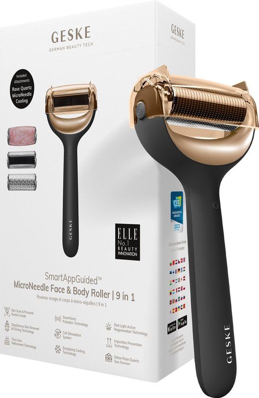 SmartAppGuided - MicroNeedle - Gezichts- en Lichaamsroller - 9 in 1 - Rozenkwarts