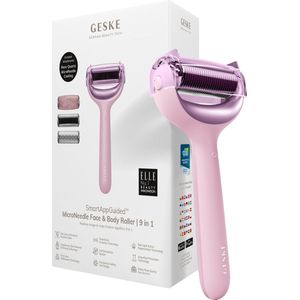 GESKE | SmartAppGuided™ MicroNeedle Face & Body Roller | 9 in 1 | rozenkwarts | Elektrische dermaroller | Microneedling | Microneedling-apparaat | Roller | Schoonheidsroller voor gezicht en lichaam
