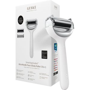 GESKE | SmartAppGuided™ MicroNeedle Face & Body Roller | 8 in 1 | Elektrische dermaroller | Microneedling | Microneedling-apparaat | Naaldrol | Naaldroller | Schoonheidsroller voor gezicht en lichaam