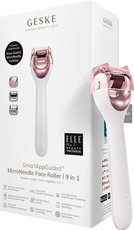 SmartAppGuided - MicroNeedle Gezichtsroller - 9 in 1 - Rozenkwarts