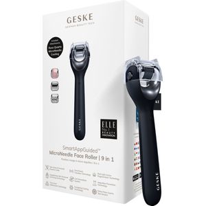 GESKE | SmartAppGuided™ MicroNeedle Face Roller | 9 in 1 | met rozenkwarts | Microneedling | Professioneel Microneedling-apparaat | Naaldroller | Schoonheidsrollergezicht | Micronaaldroller