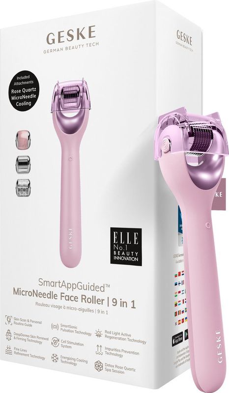 GESKE - SmartAppGuided™ - MicroNeedle Face Roller - Rozenkwarts - 9 in 1