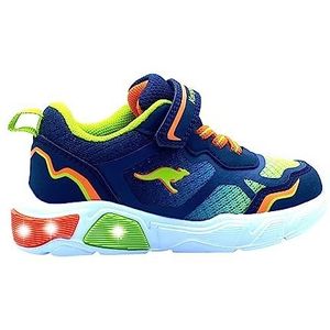 KangaROOS K-SLB Lighto EV Sneakers voor jongens, uniseks, donkerblauw, 33 EU, Dk Navy Lime, 33 EU