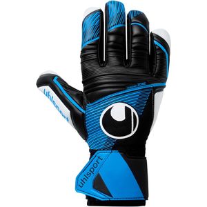 uhlsport Soft HN Comp, Unisex jeugd voetbal keeper handschoenen, schwarz/fluo blau/weiß, 10 -