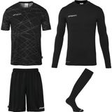 Uhlsport - Prediction Set - Keepersset - Zwart - Jersey en Broek met Handschoenen